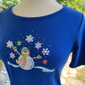 Quaker Factory T-shirt  Royal Blue Appliquéd size XS